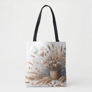 Bolso De Tela Hierba de Pampas Floral Moderna Boho para Otoño