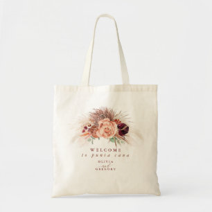 Bolso De Tela Hierba de Pampas Floral Terracota Boda