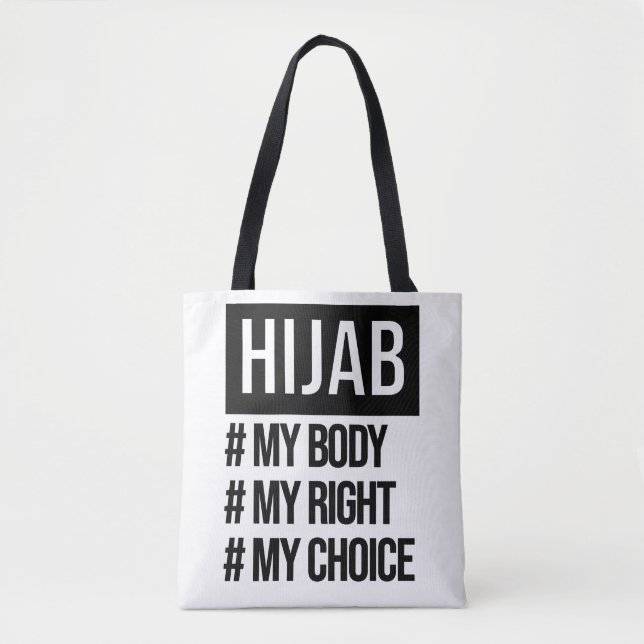 Bolso De Tela Hijab - mi cuerpo mi elección - motivación feminis (Anverso)