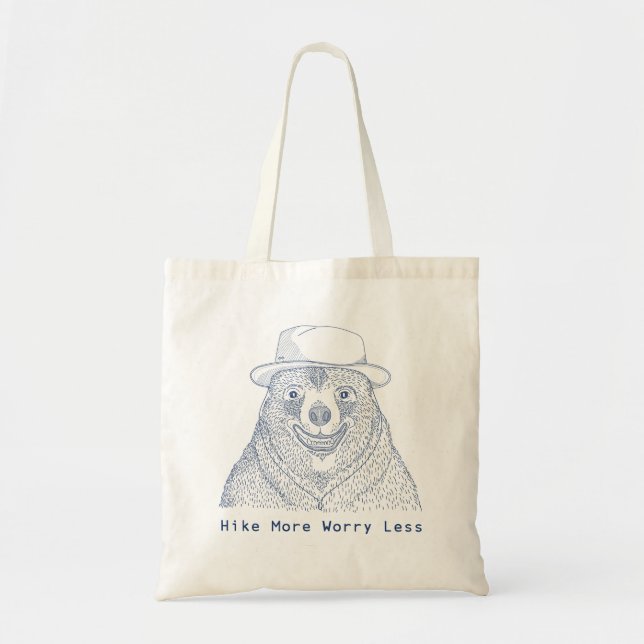Bolso De Tela Hike More Worry less / Smiling Bear (Frente)