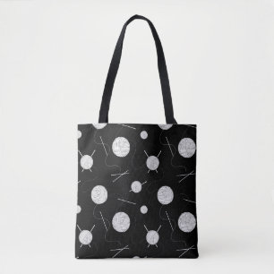 Bolso De Tela Hilados de punto y agujas Blanco negro