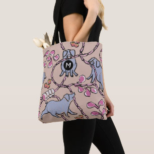 Bolso De Tela Hilarante Año Cerdo Chino Monograma Antiguo Tote B
