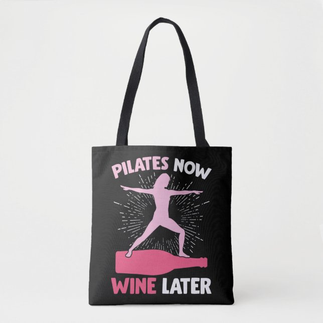 Bolso De Tela Hilarious Pilates atleta mujer que bebe vino (Anverso)