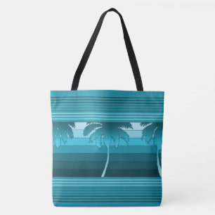 Bolso De Tela Hilo Hawaiian Palms Striped Beach Bag