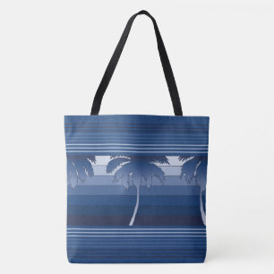 Bolso De Tela Hilo Hawaiian Palms Striped Beach Bag