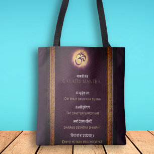 Bolso De Tela Hindu Gayatri Mantra Sanskrit Inglés