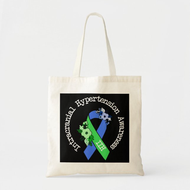 Bolso De Tela Hipertensión intracraneal IIH Conciencia Verde Azu (Frente)