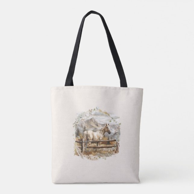 Bolso De Tela Hípica Montaña Ranch Shoulder Tote Bag (Reverso)