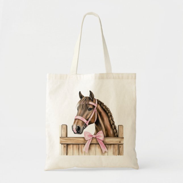 Bolso De Tela Hípica Rosa Bow (Frente)