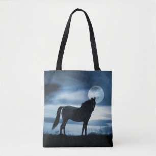 Bolso De Tela Hípica Tote Azul cielo y luna