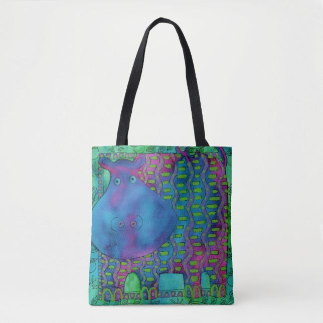 Bolso De Tela Hipopo Estampado (Anverso)