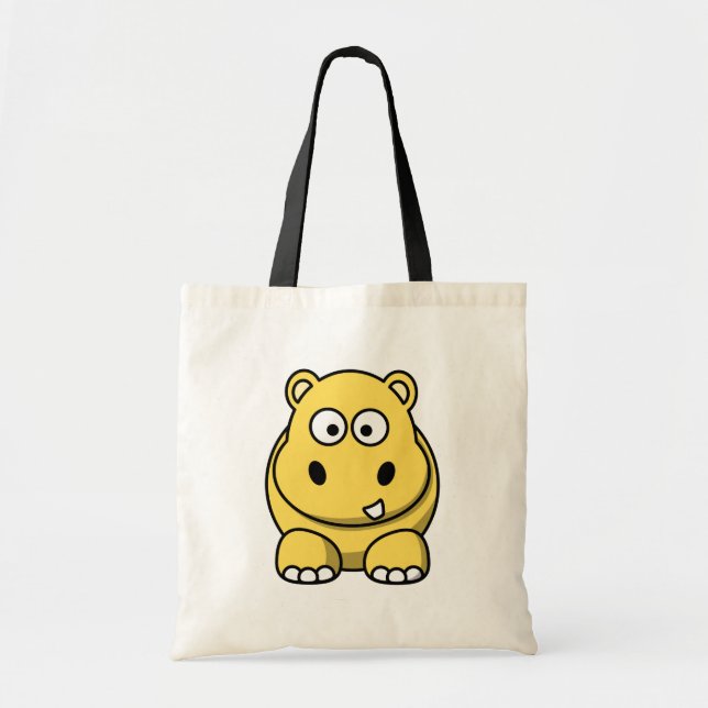 Bolso De Tela Hipopótamo Amarillo Lindo (Frente)