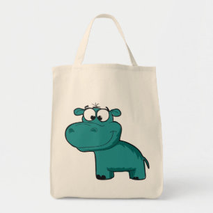 Bolso De Tela Hipopótamo feliz azul