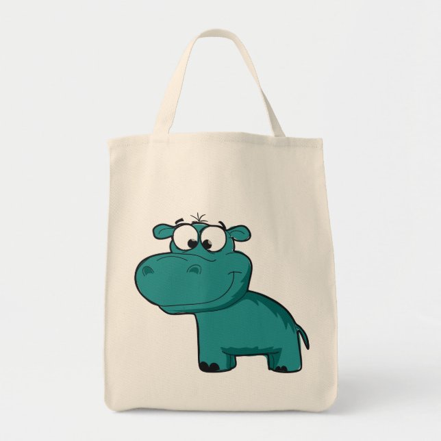 Bolso De Tela Hipopótamo feliz azul (Frente)