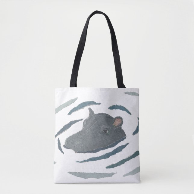 Bolso De Tela Hipopótamo, Hippopotamus, fauna, animales (Anverso)