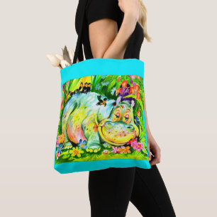 Bolso De Tela hipopótamo y pájaros de colores vivos