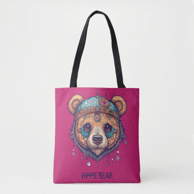 Bolso De Tela Hippie Bear I (Anverso)