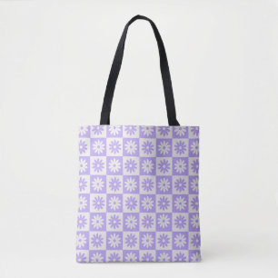 Bolso De Tela Hippie Flor Checkerboard Patrón púrpura