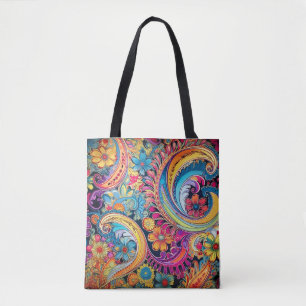 Bolso De Tela Hippie Paisley Neon