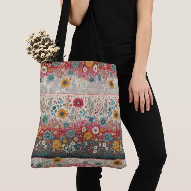 Bolso De Tela Hippie retro: Tote de los jardines de mosaicos (Detalle)