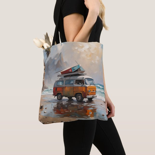 Bolso De Tela Hippie Van Seascape Traveller Mood Art (Detalle)