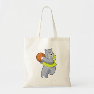 Bolso De Tela Hippo como jugador de baloncesto con baloncesto.PN