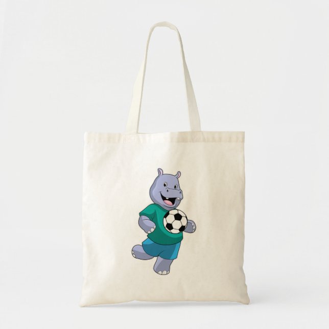 Bolso De Tela Hippo como jugador de fútbol con fútbol (Frente)