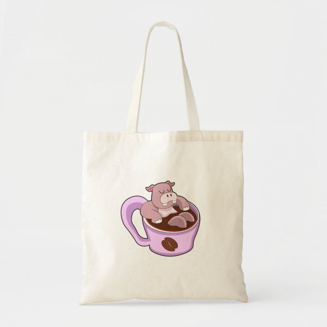 Bolso De Tela Hippo con Copa de Café (Frente)