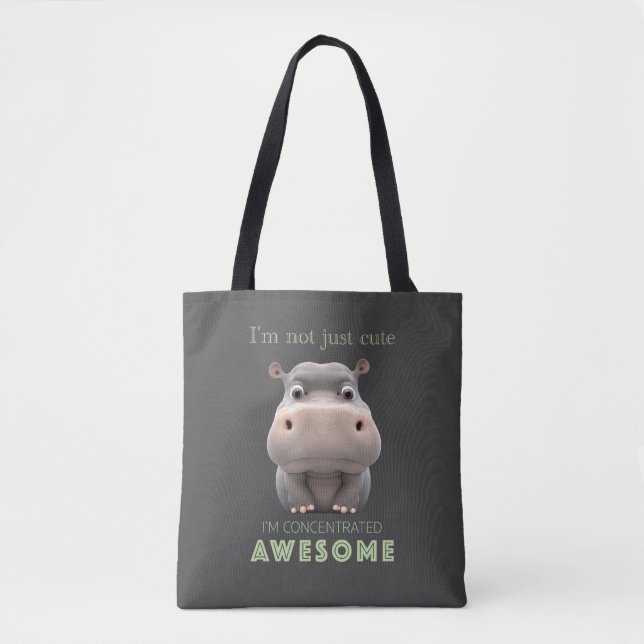 Bolso De Tela Hippo Concentrado Awesome Cute Adorable Funny (Anverso)