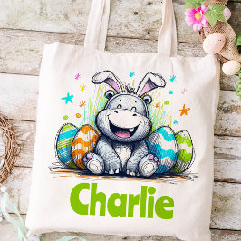 Bolso De Tela Hippo Niños de Pascua Nombran conejo de niños