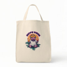 Hippo tote bag ilustraciones "Hippo vibes"