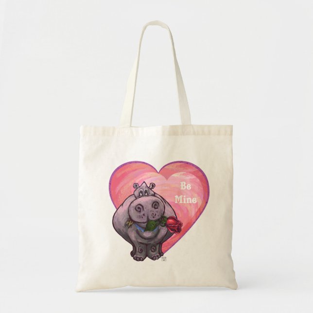 Bolso De Tela Hippopótamo El día de San Valentín (Frente)