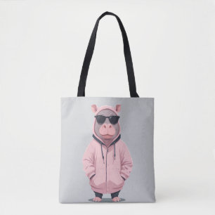 Bolso De Tela Hippopótamo usando Hoodie Funny Guay Animal Pop