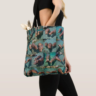 Bolso De Tela Hippos en juego: Un paraíso de estanques