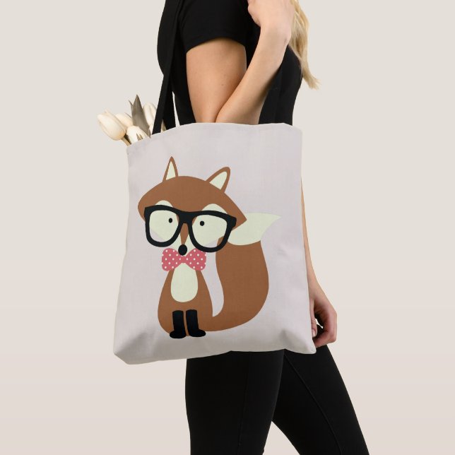 Bolso De Tela Hipster Bow Tie Brown Fox (Detalle)
