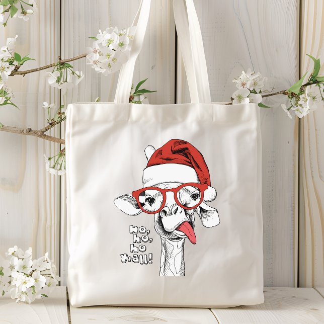 Bolso De Tela Hipster Navidades Giraffe | Vacaciones (Subido por el creador)