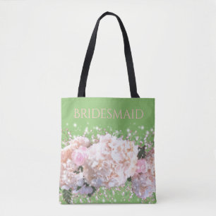 Bolso De Tela Hirgueras rosadas romanas, flores blancas rosadas