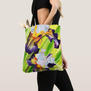 Bolso De Tela Hiris floral de color acuático color púrpura verde