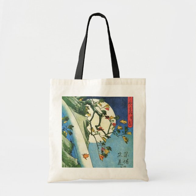 Bolso De Tela Hiroshige Moon Sobre Una Cascada De Bella Artes Ja (Frente)