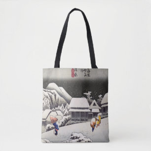 Bolso De Tela Hiroshige Utagawa - Nieve nocturna en Kanbara