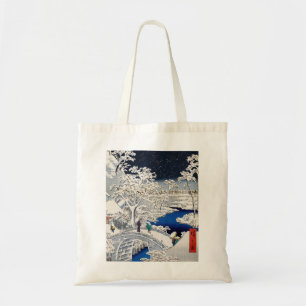 Bolso De Tela Hiroshige Utagawa - Puente de tambor en Meguro