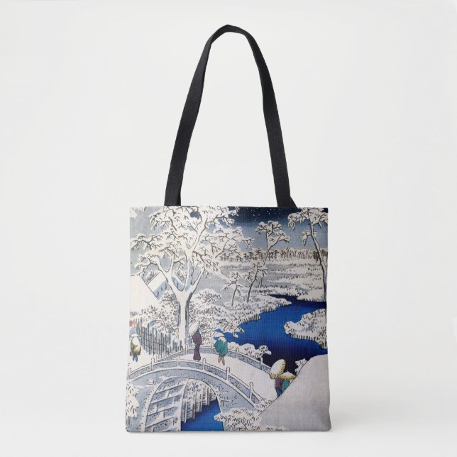 Bolso De Tela Hiroshige Utagawa - Puente de tambor en Meguro (Anverso)