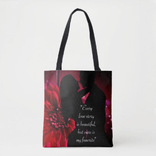 Bolso De Tela Historia de amor cita a besar al amante de fondo F