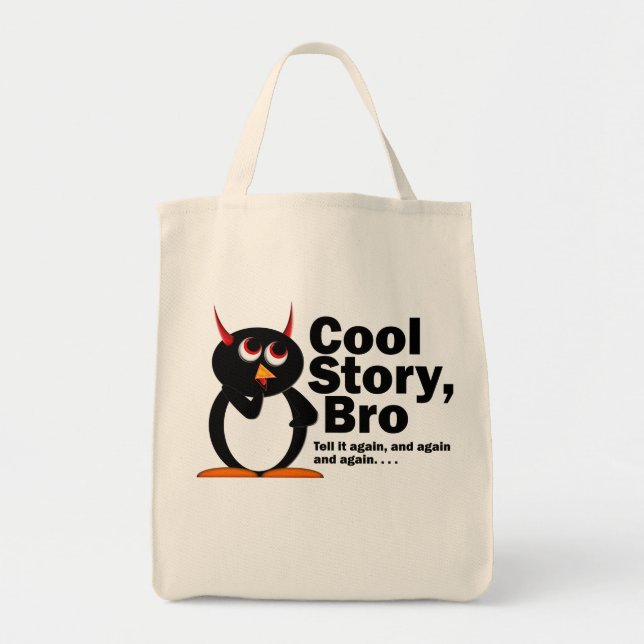 Bolso De Tela ¡Historia fresca malvada Bro de Penguin™! (Frente)