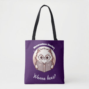 Bolso De Tela Historias Meowvelousas Lectura Lindo Gato