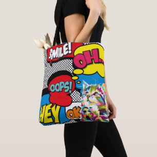 Bolso De Tela Historieta de gato colorida esperanza arte pop icó