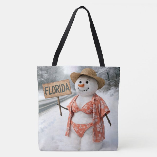 Bolso De Tela Hitchhiking Snow Lady With Florida Sign (Anverso)