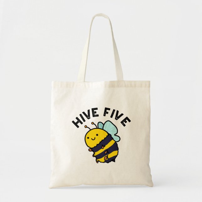 Bolso De Tela Hive Five Funny High Five Bee Pun (Frente)