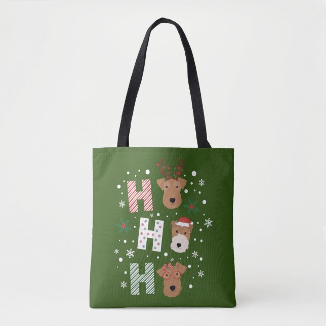Bolso De Tela Ho Ho Ho Ho Ho Welsh Terrier Feliz Navidad (Anverso)