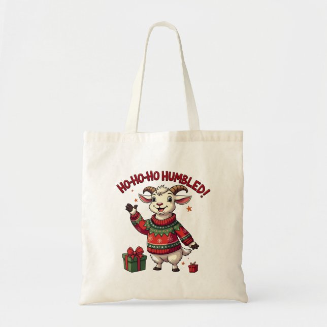 Bolso De Tela Ho Ho Ho Santa Hat Navidades Santa Goat (Frente)